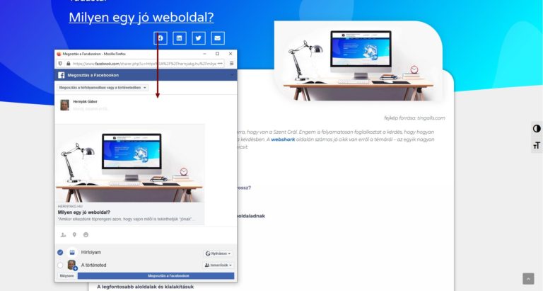 Egyéni kép megjelenítése Facebook megosztás során
