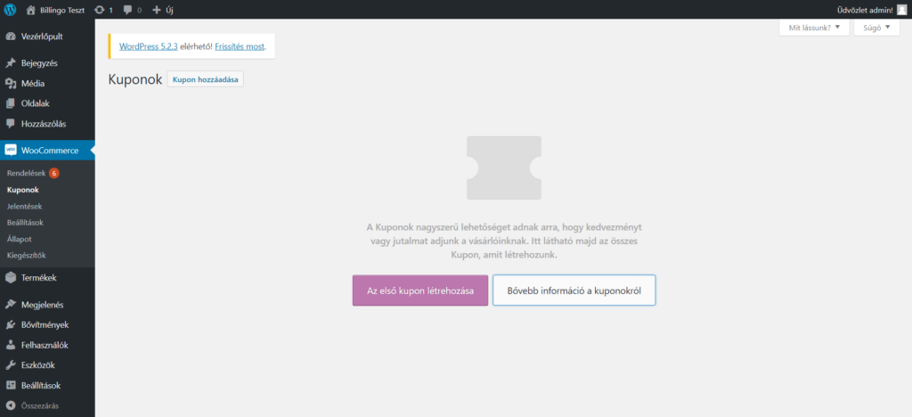 Kuponkód a WooCommerce webáruházban
