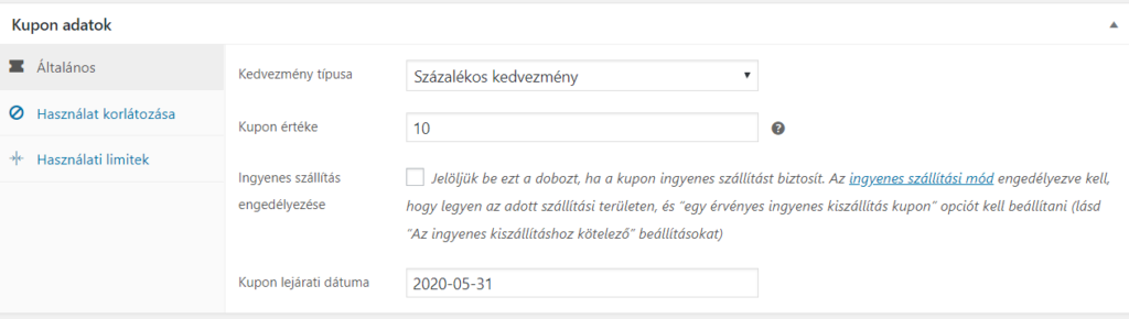 Kuponkód a WooCommerce webáruházban