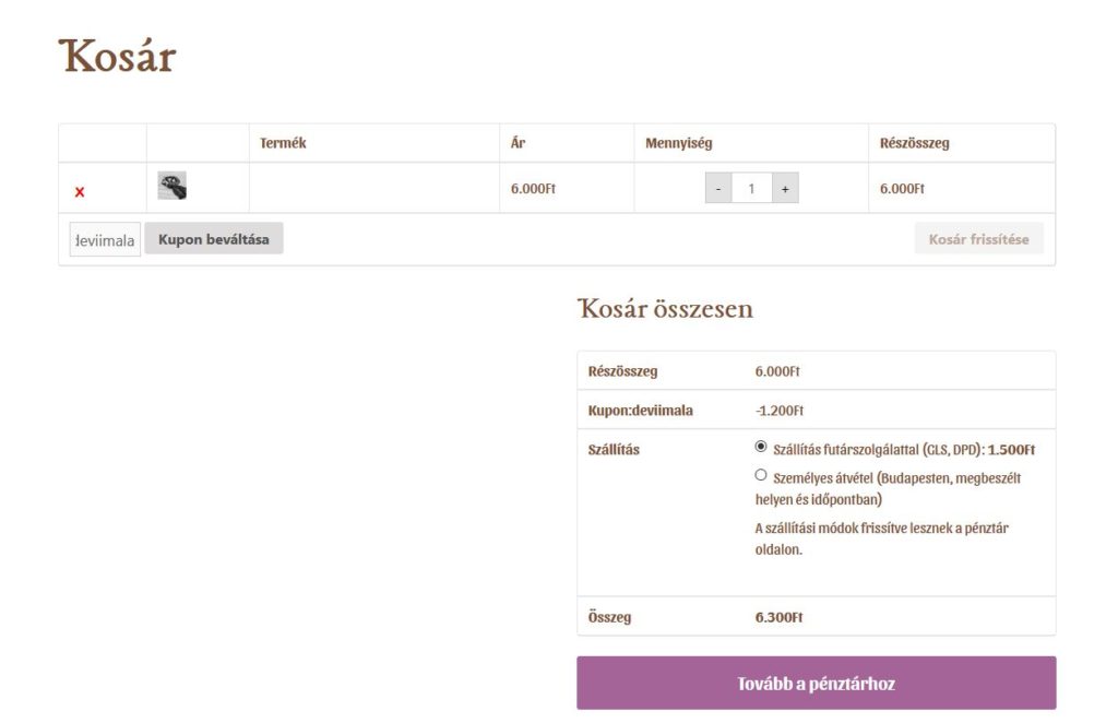 Kuponkód a WooCommerce webáruházban